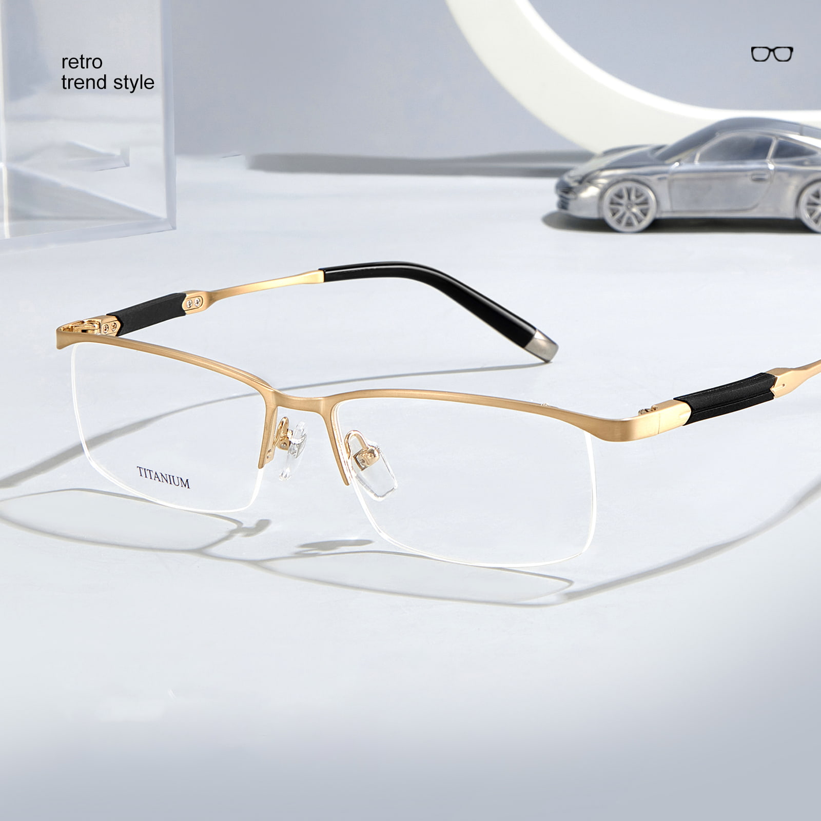 Kính titan nguyên chất nửa khung không biến dạng cao cấp S9049