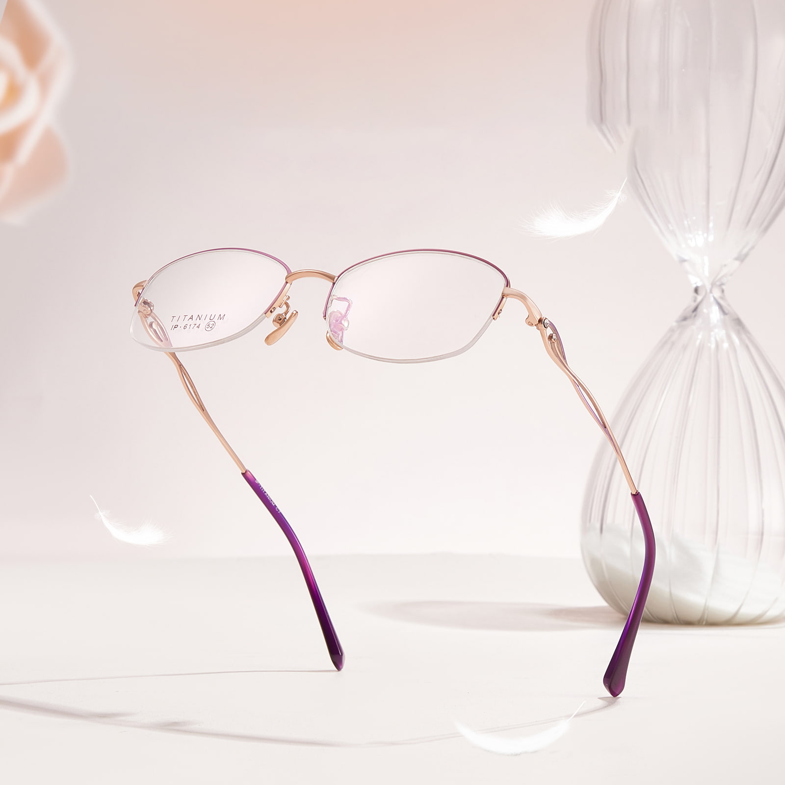 Kính titan nguyên chất kim cương nửa khung 6174