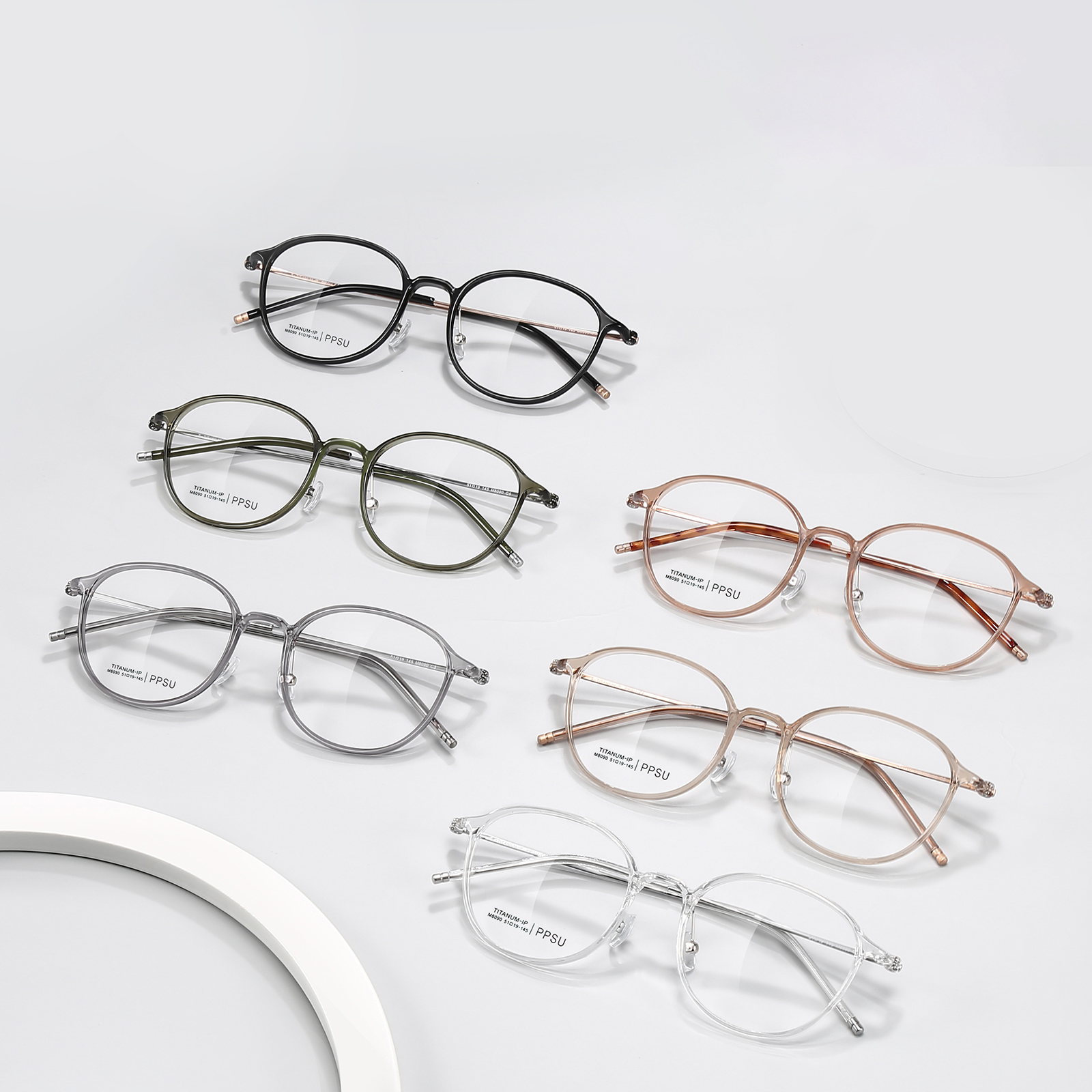 M8090 Khung tròn Cổ điển chịu nhiệt độ cao β Kính titan