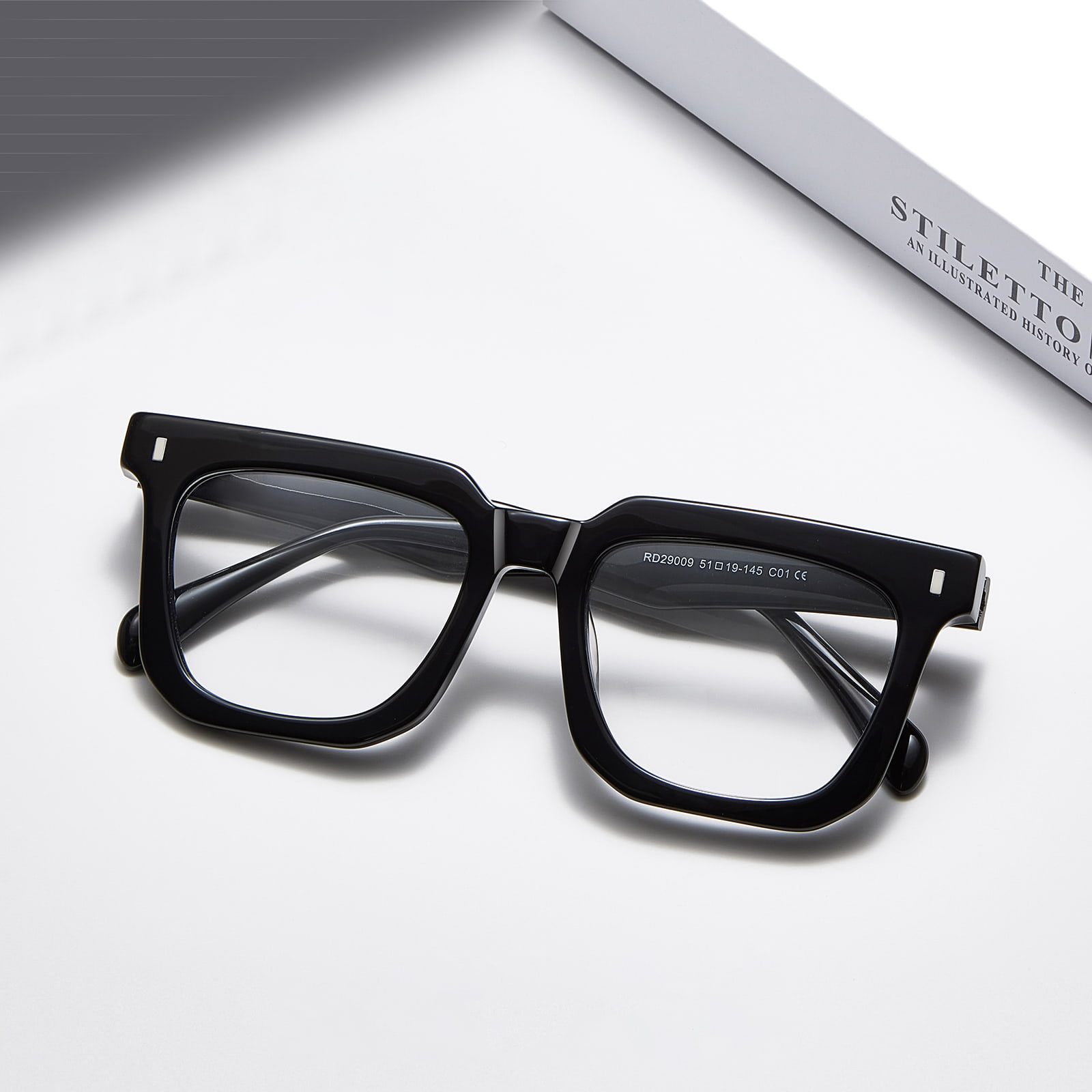 RD29009 Kính Acetate gọng vuông đậm màu đồi mồi