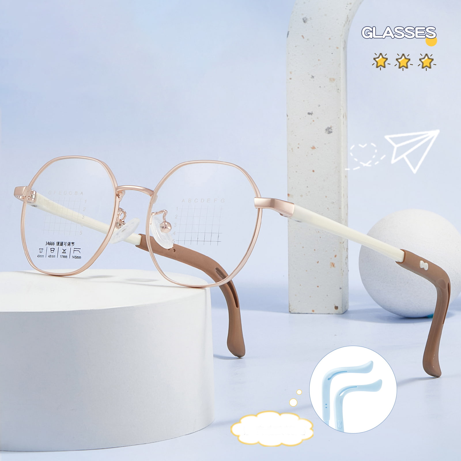 Kính hợp kim đa giác trẻ trung 34686